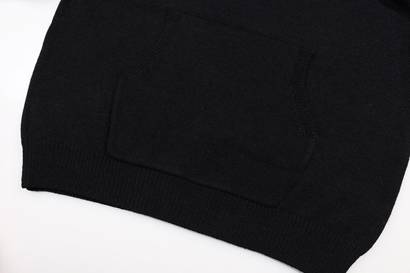 AMRI Cotton V-Neck Bones Cardigan Sweater Black