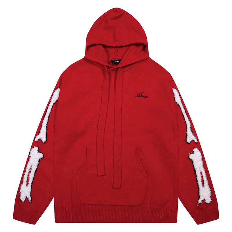 AMRI Red Core Knitted Sweater Hoodie