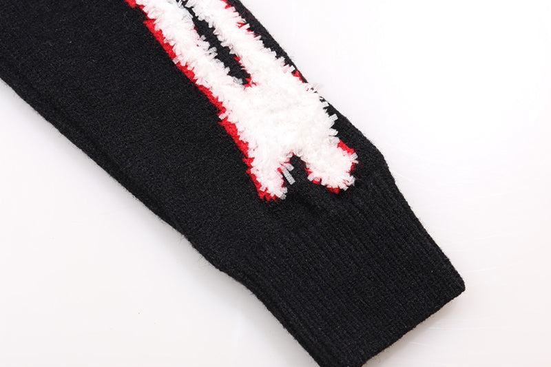 AMRI Black Core Knitted Sweater Hoodie