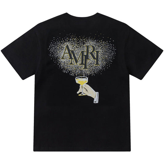 AMRI Crystal Embellished Champagne Logo T-Shirts