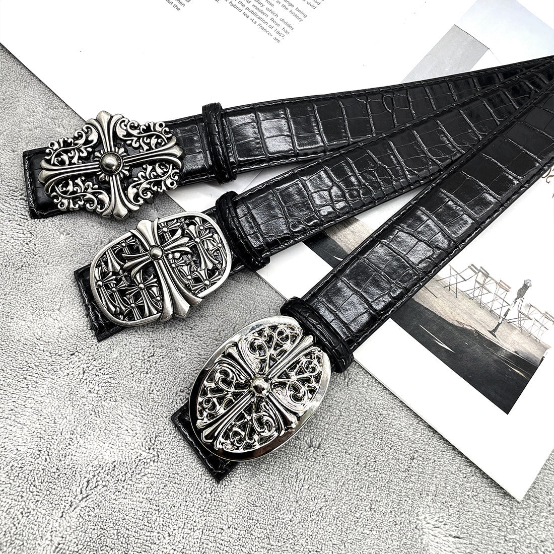 Chh Chrome Heart Belt CH Crocodile Cross