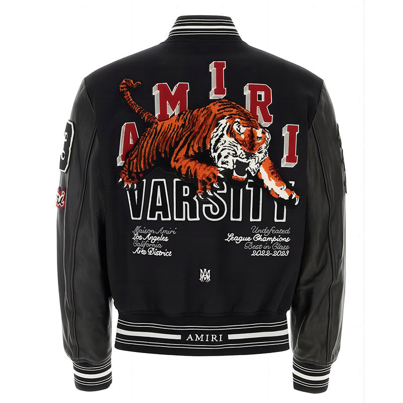 AMRI Varsity Vintage Patch Bomber Jacket