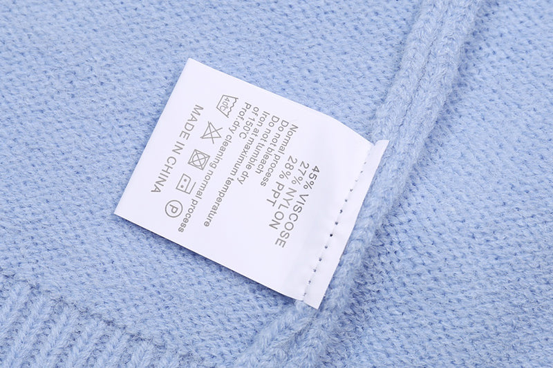AMRI Cotton V-Neck Bones Cardigan Sweater Blue