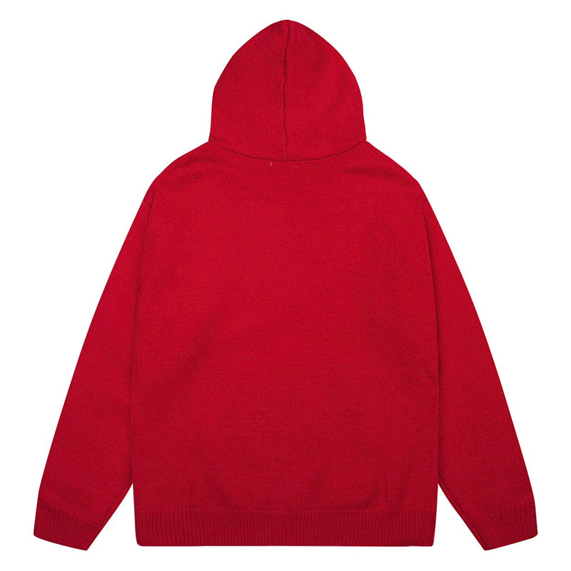 AMRI Red Core Knitted Sweater Hoodie