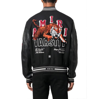 AMRI Varsity Vintage Patch Bomber Jacket