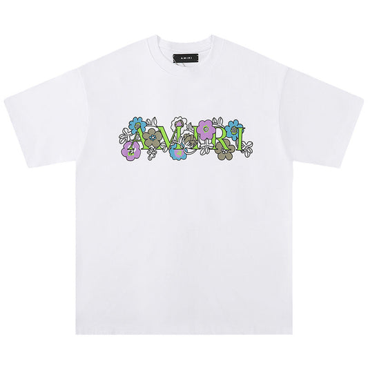 AMRI flower letter logo print T-Shirts
