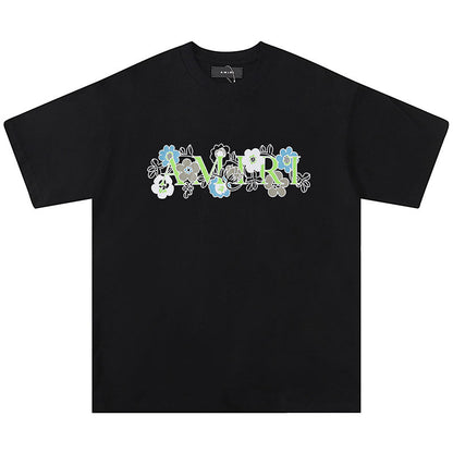 AMRI flower letter logo print T-Shirts