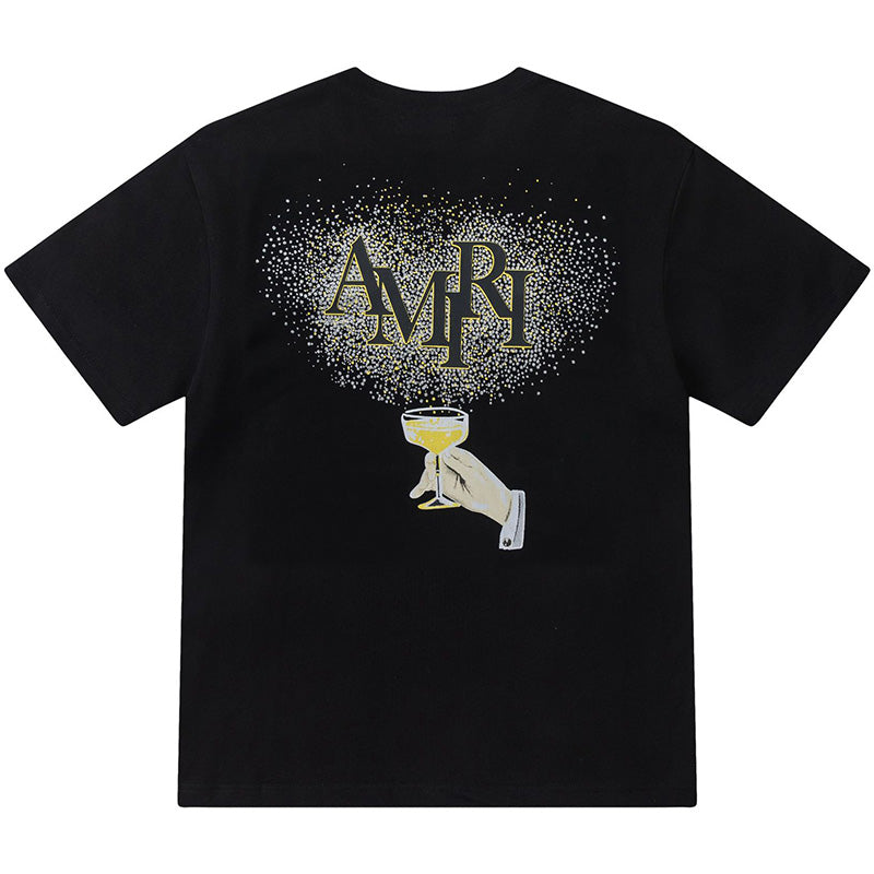 AMRI Crystal Embellished Champagne Logo T-Shirts