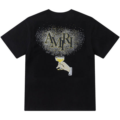 AMRI Crystal Embellished Champagne Logo T-Shirts