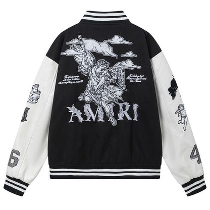 AMRI Angel Branded Woven Varsity Jacket