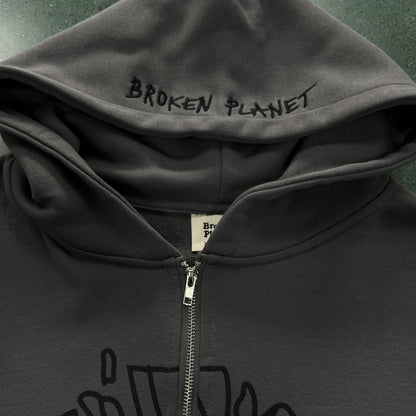 Broken P Planet Zip Up Hoodie
